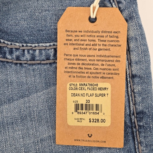 True Religion Dean Super T Modern Tapered Jeans No Flap Y2K Streetwear 33 - Picture 3 of 12